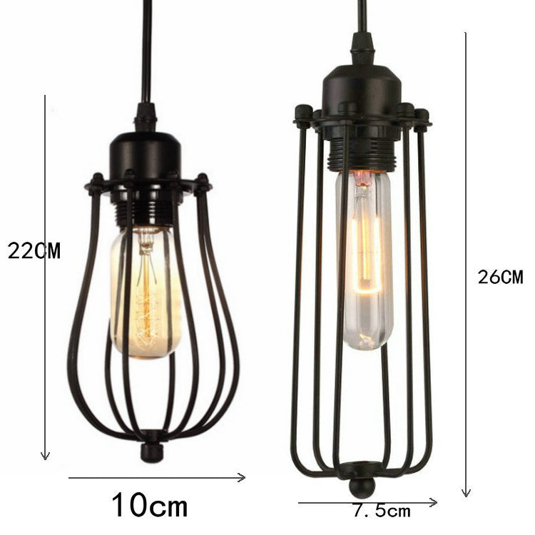 Retro Iron Cage Pendant Light Black