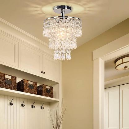 Small Crystal Chandelier Led Crystal Ceiling Lights 3 Tiers Crystal