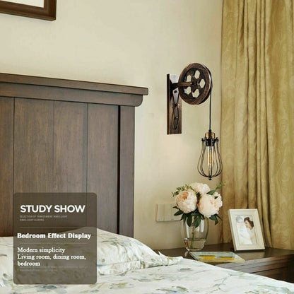 Vintage Pulley Wall Light Retro Wall Sconce Lighting ~1212