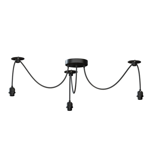 Black Pendant Light Spider with Rubber Cable Metal Lamp Holder~1122