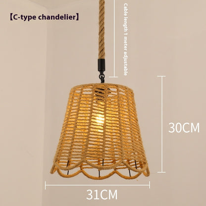 Hemp Rope Retro Restaurant Ideas Industrial Style Chandelier