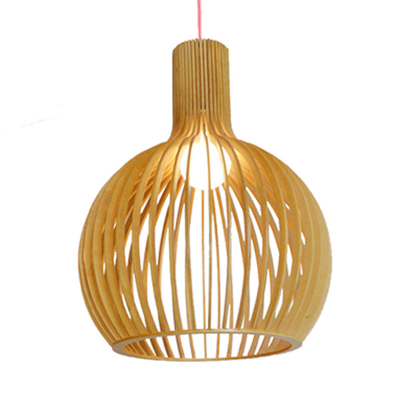 Retro Wooden Bird Cage Chandelier Living Room Bedroom Bedside Lamp