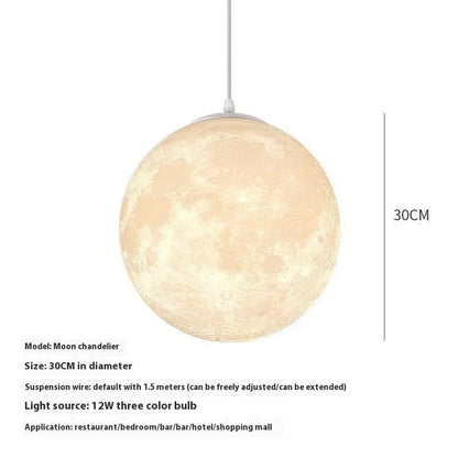 3D Moon Chandelier Simple Bedroom Bedside Ball Lamp