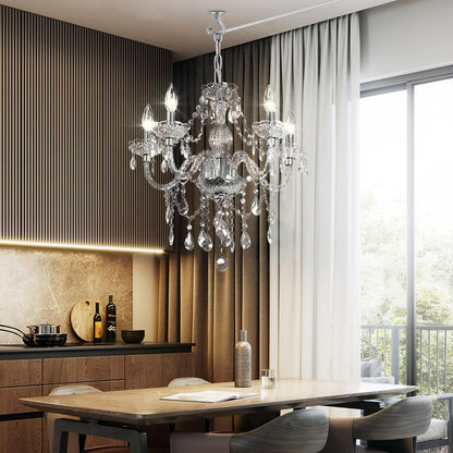 Plug-In 5 Light Crystal Hanging Pendant Lights Acrylic Chandelier with