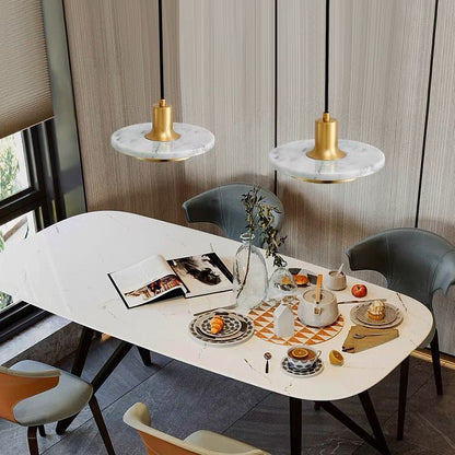 Simple Modern Bedroom Brass Marble Chandelier
