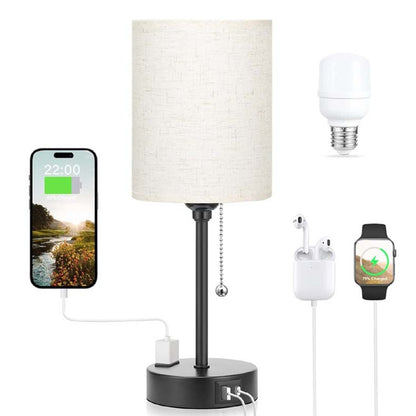 Taye C USB Mobile Phone Charging Fabric Table Lamp Study Bedroom Light American Standard Zipper Switch