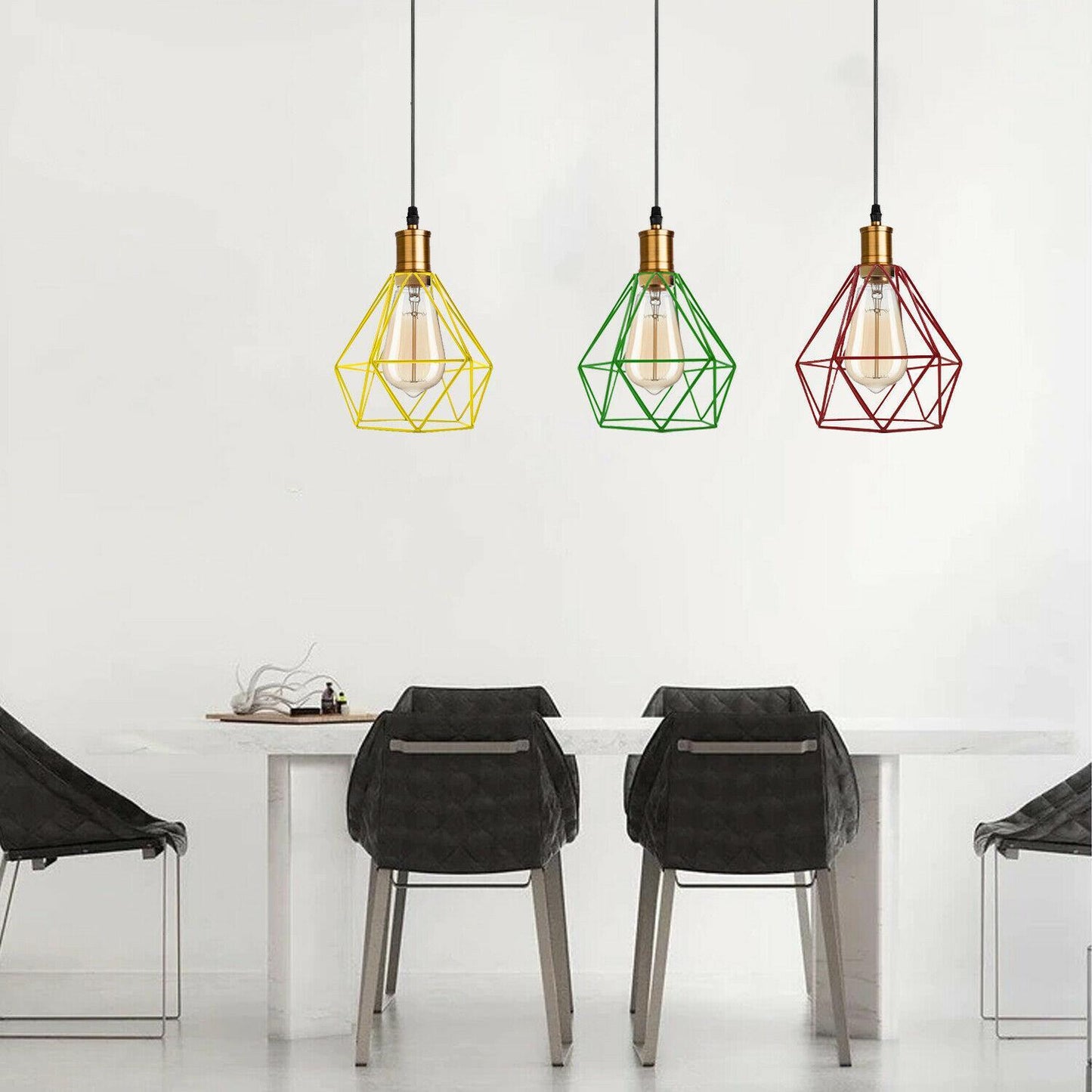 Modern Diamond Cage Pendant Light Fitting Geometric Wire Cage ~1266