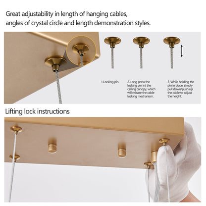 39.4-inch Modern Golden Pendant Light with Cascading Crystal Strands,