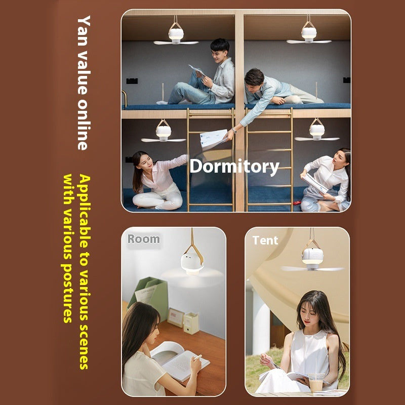 Small Electric Fan Camping Outdoor Tent Ultra-quiet Night Light