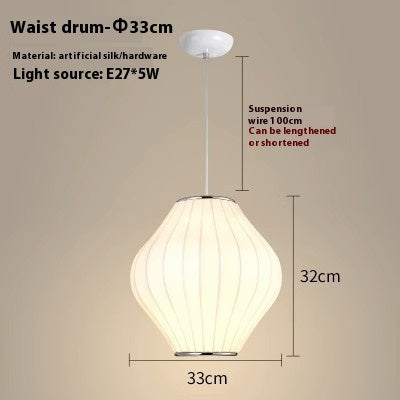 Simple Fabric Lantern Ball Chandelier Bedroom Dining Room Bar Counter Tea Room Silk Lamp