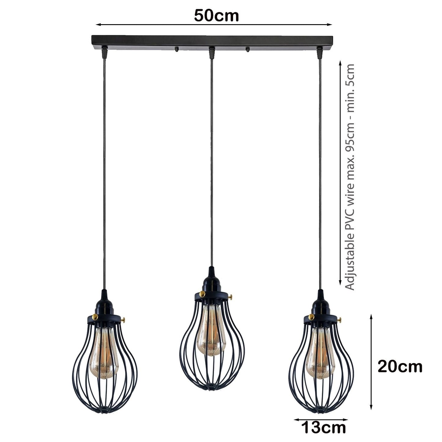 Black Cage Pendant Light Kitchen E27 ~3398