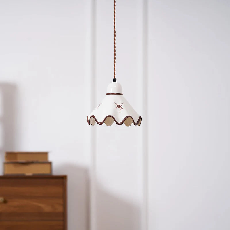 Nordic Brass Ceramic Pendant Bedside Light