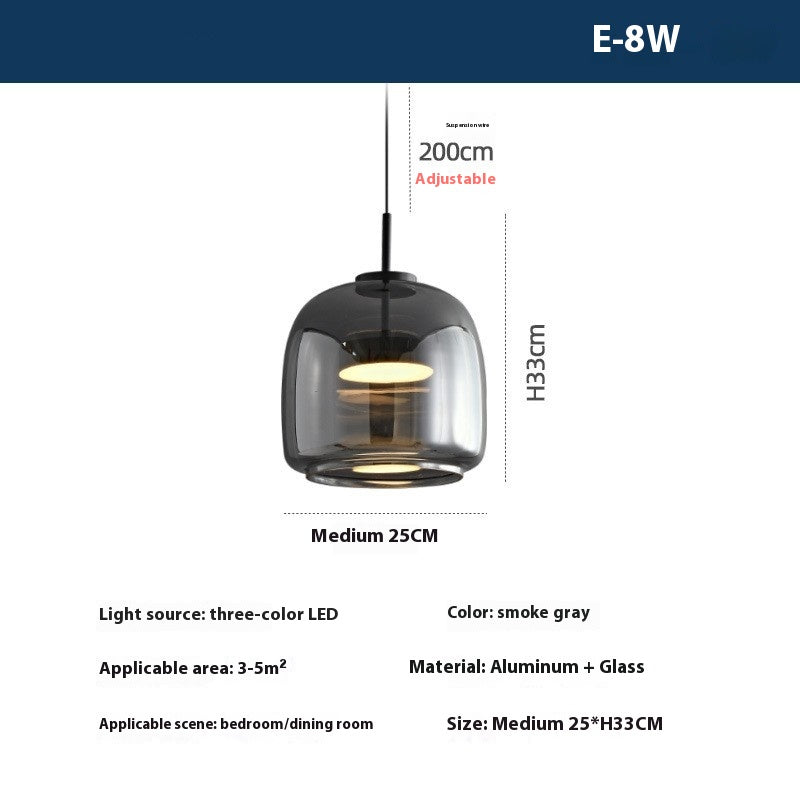 Minimalist Copper Glass Pendant Light Bedroom