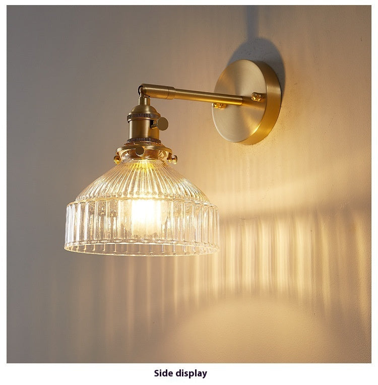 Japanese Style Simple Retro Nostalgic Brass Glass Chandelier