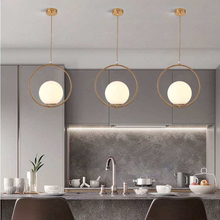 Simple Ball Glass Small Droplight Bedroom Bedside Single Headlight