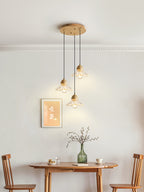 Wood Glass Three-Head Nordic Pendant Chandelier
