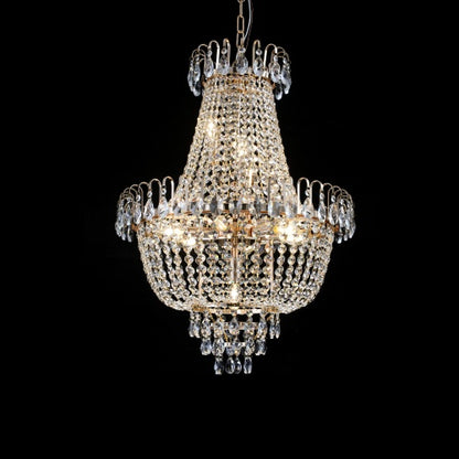 Golden Crystal Chandelier – Large Modern Luxury Ceiling Light for Living Room, Dining, Bedroom, or Hallway