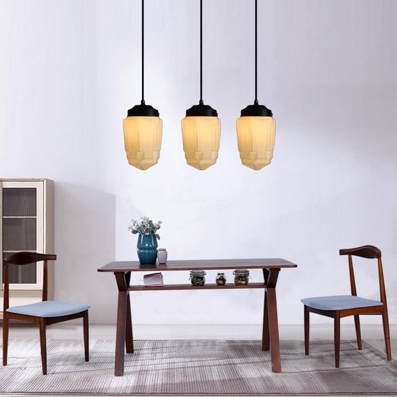 Retro Industrial Cream Pendant Light with Iron Frame