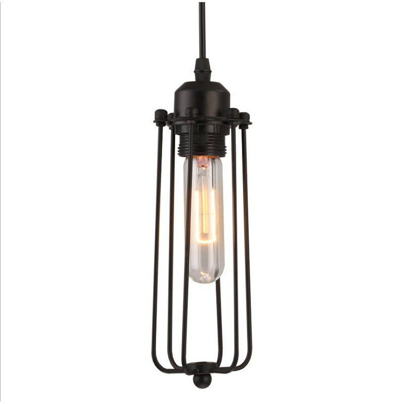 Retro Iron Cage Pendant Light Black