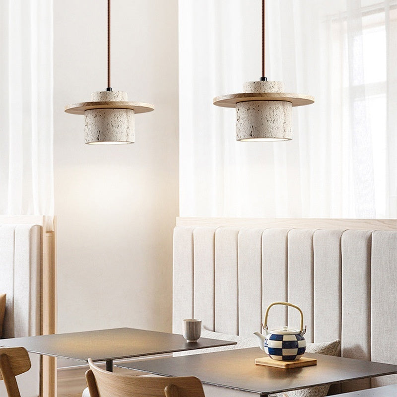 Lámpara Colgante Retro Stone - Acabado de Madera Cálida
