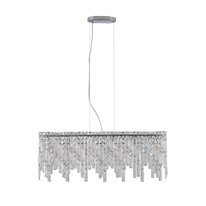 Silver Elegant Oval Crystal Chandelier, Modern Ceiling Light Fixture