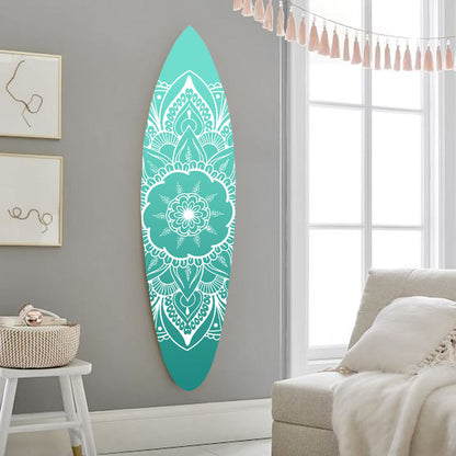 18inches x 1inches x 76inches Wood, Blue, Serenity Surfboard Wall Art
