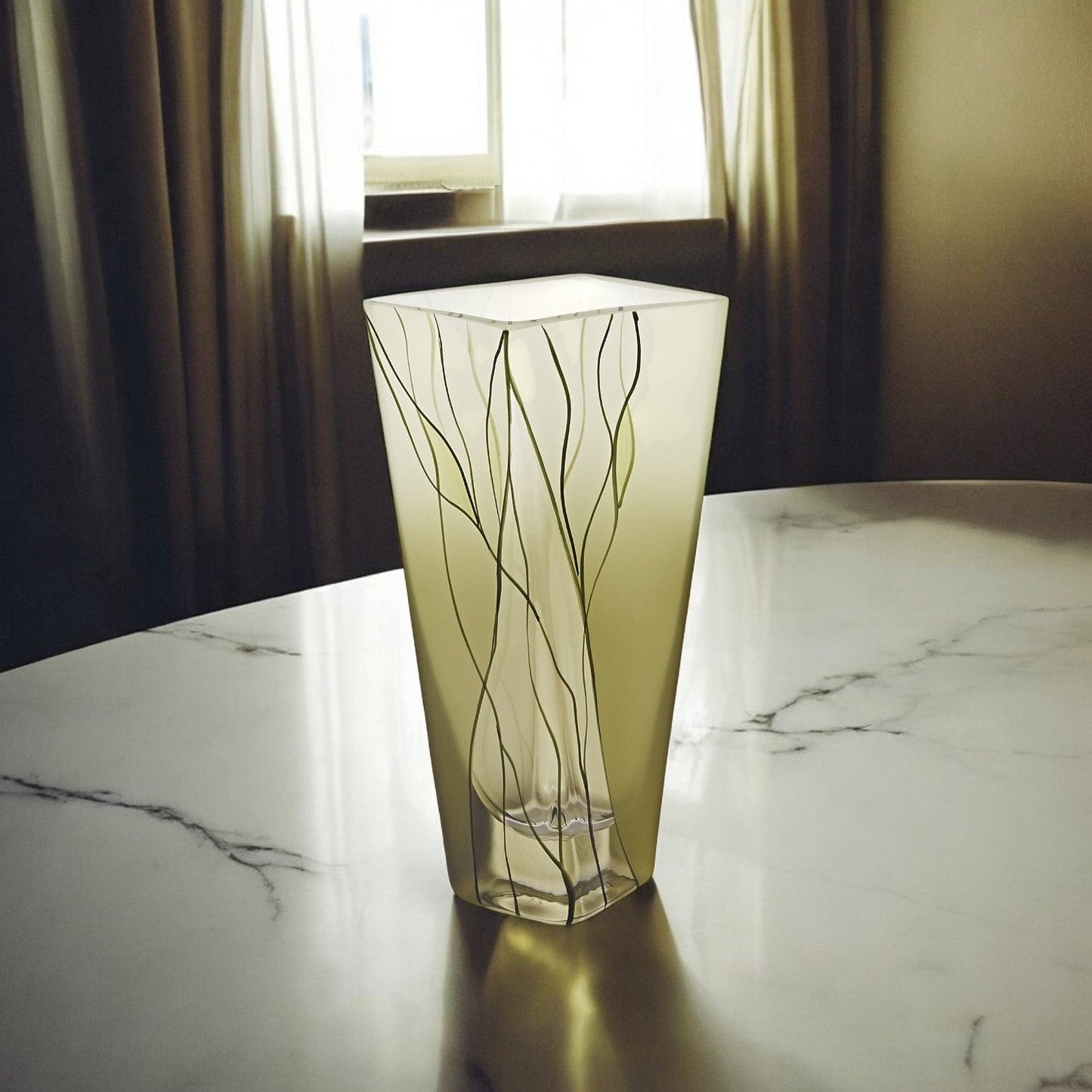 8" Green Cylinder Crystal Glass Table Vase