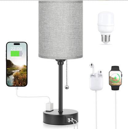 Taye C USB Mobile Phone Charging Fabric Table Lamp Study Bedroom Light American Standard Zipper Switch