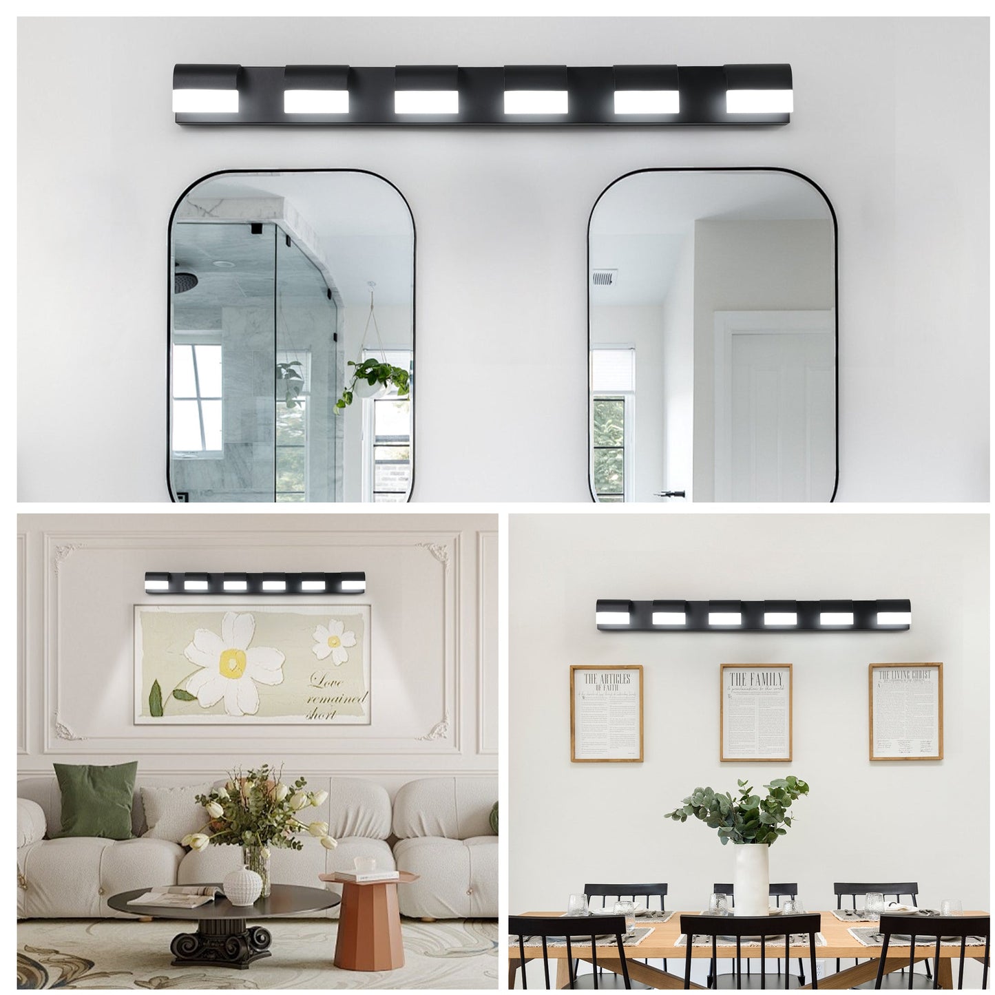 Modern Bathroom Vanity Lighting 6-Light LED Vanity Lights Over Mirror