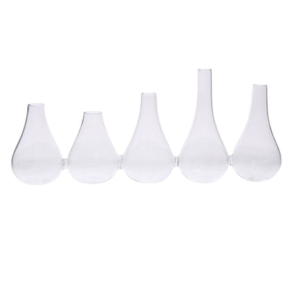 Set of Five Clear Bud Cojoined Glass Table Vases