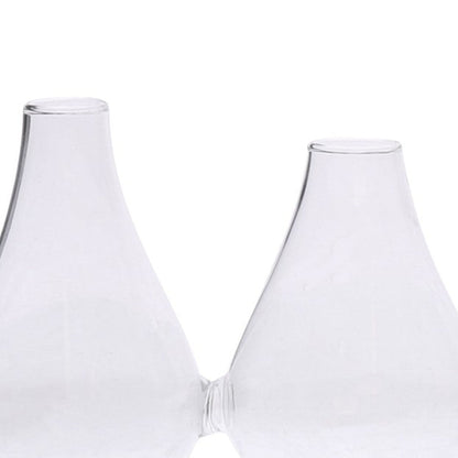 Set of Five Clear Bud Cojoined Glass Table Vases