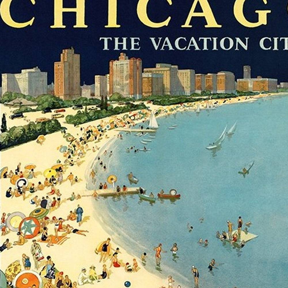 Vintage 1929 Chicago Vacation Travel Unframed Print Wall Art