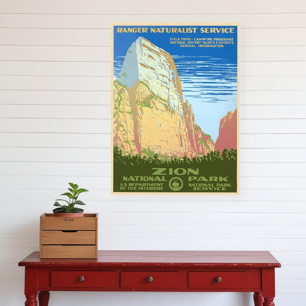 24" x 32" Zion National Park c1938 Vintage Travel Poster Wall Art