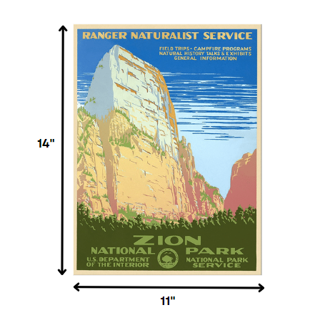 24" x 32" Zion National Park c1938 Vintage Travel Poster Wall Art