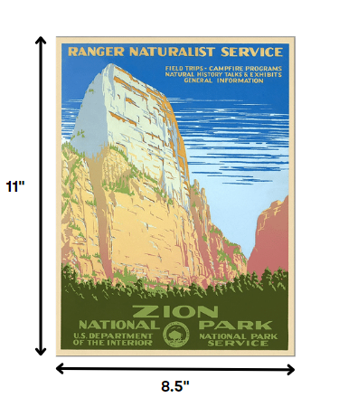 24" x 32" Zion National Park c1938 Vintage Travel Poster Wall Art