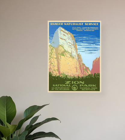 24" x 32" Zion National Park c1938 Vintage Travel Poster Wall Art