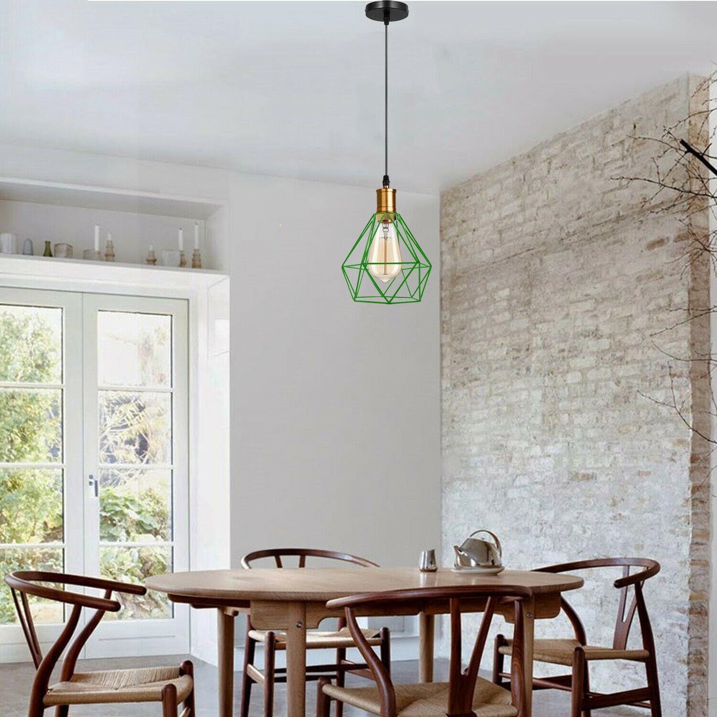 Modern Diamond Cage Pendant Light Fitting Geometric Wire Cage ~1266