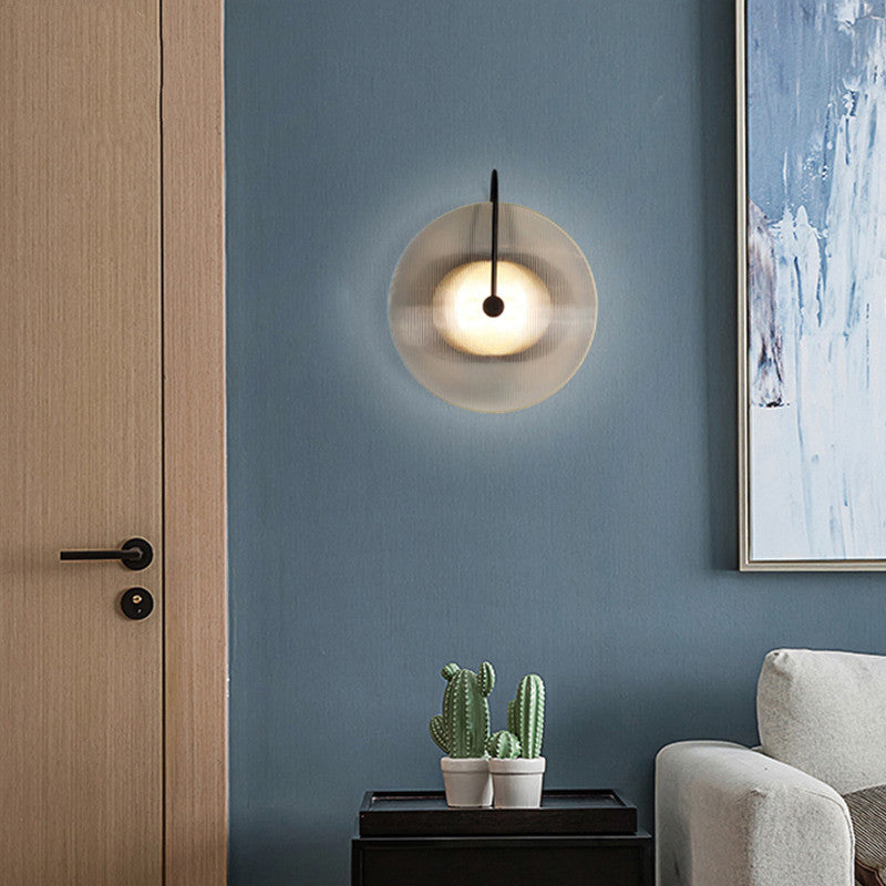 Bedside Door Aisle Round Glass Wall Lamp