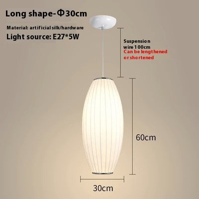 Simple Fabric Lantern Ball Chandelier Bedroom Dining Room Bar Counter Tea Room Silk Lamp