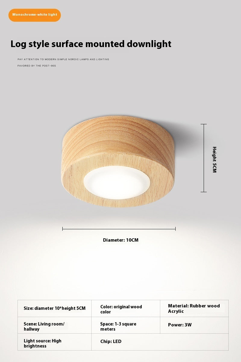 Simple Modern Surface Mounted Solid Wood Downlight