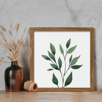 Botanical Bathroom Wall Art Green Plant Framed Set