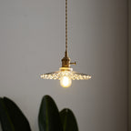 Japanese Glass Pendant Ceiling Light with Copper Accents