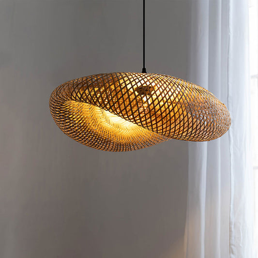 B&B Rattan And Bamboo Chandelier Zen Retro