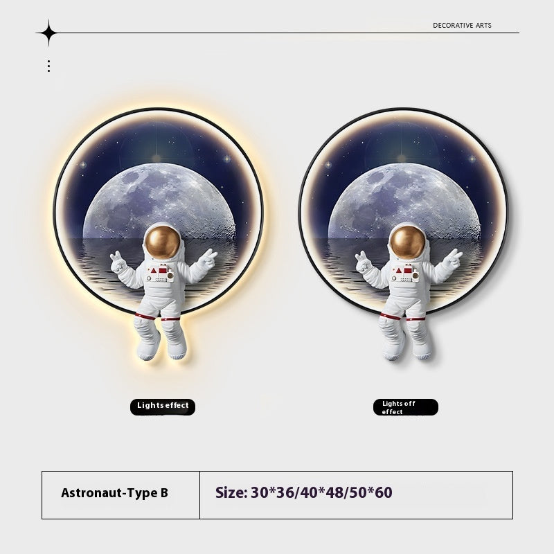 Background Children's Room Space Wall Painting Bedside Lamp