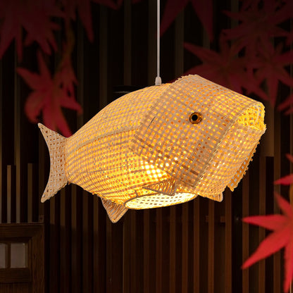 Chinese Style Handmade Bamboo Fish-shaped Chandelier