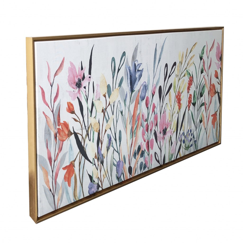 Rainbow of Wildflowers Framed Giclee Wall Art Floater Frame Graphic