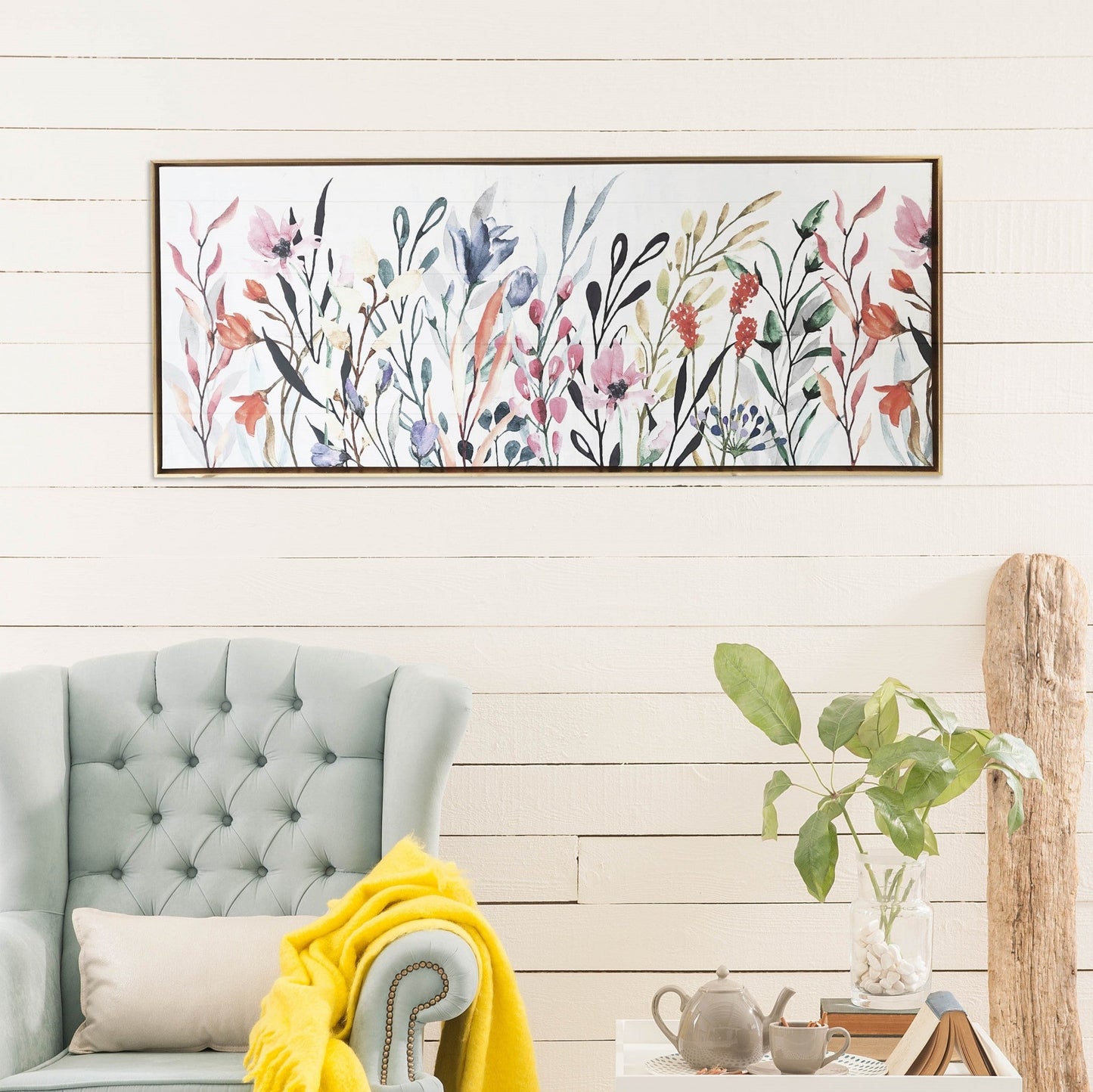 Rainbow of Wildflowers Framed Giclee Wall Art Floater Frame Graphic