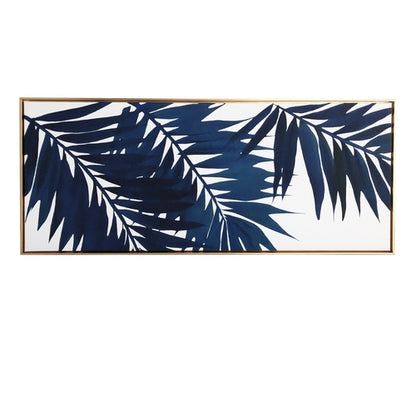Bold Blue Palms Framed Canvas Wall Art Floater Frame Graphic Art Wall