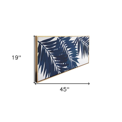 Bold Blue Palms Framed Canvas Wall Art Floater Frame Graphic Art Wall