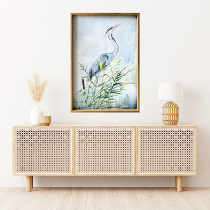 Stunning Heron Wooden Framed Canvas Wall Art Picture Frame Graphic Art